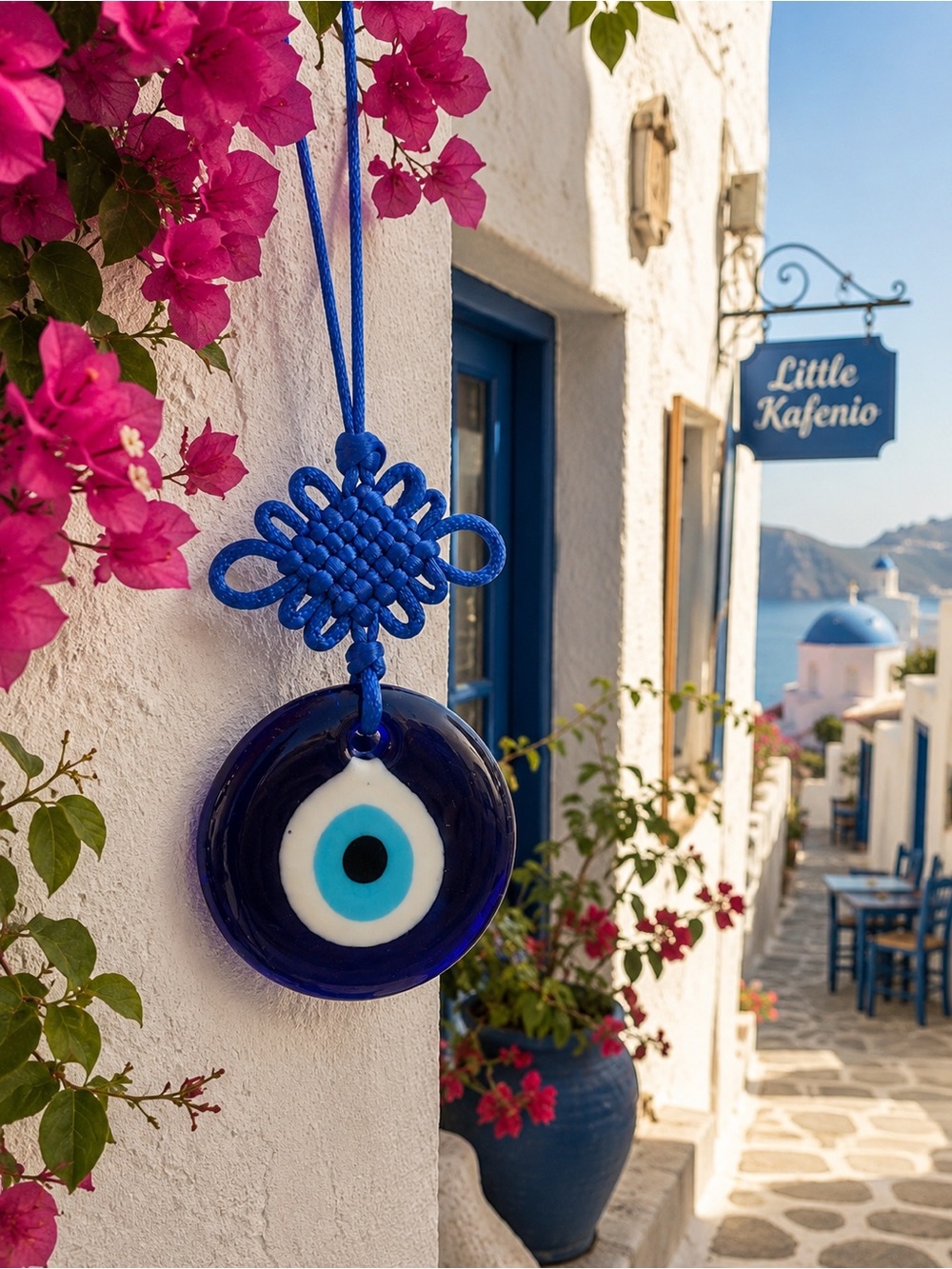Blue Evil Eye Wall Hanging Nazar Amulet Protection Charm Boho Decor Ornament